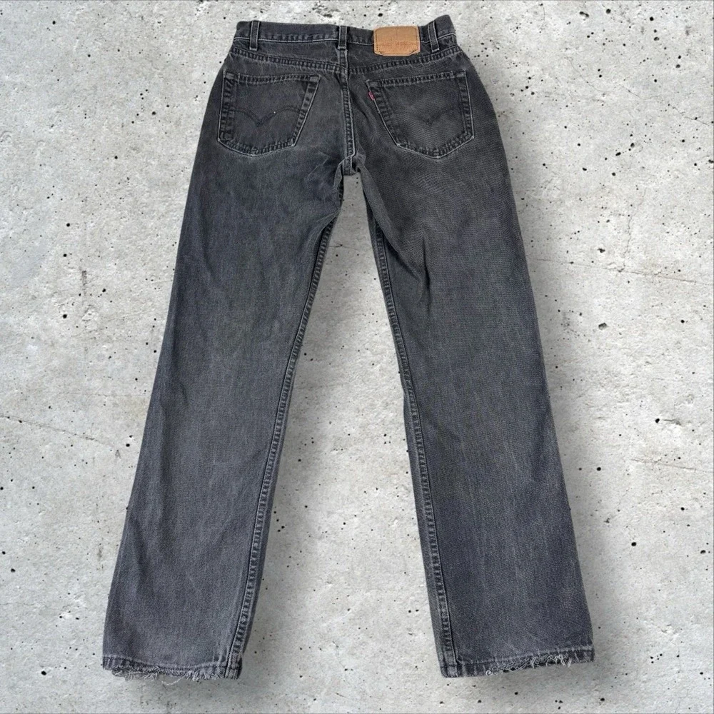 Vintage 90s Levis Black 505‎ Jeans Fits 30x31 Straight Leg Faded USA